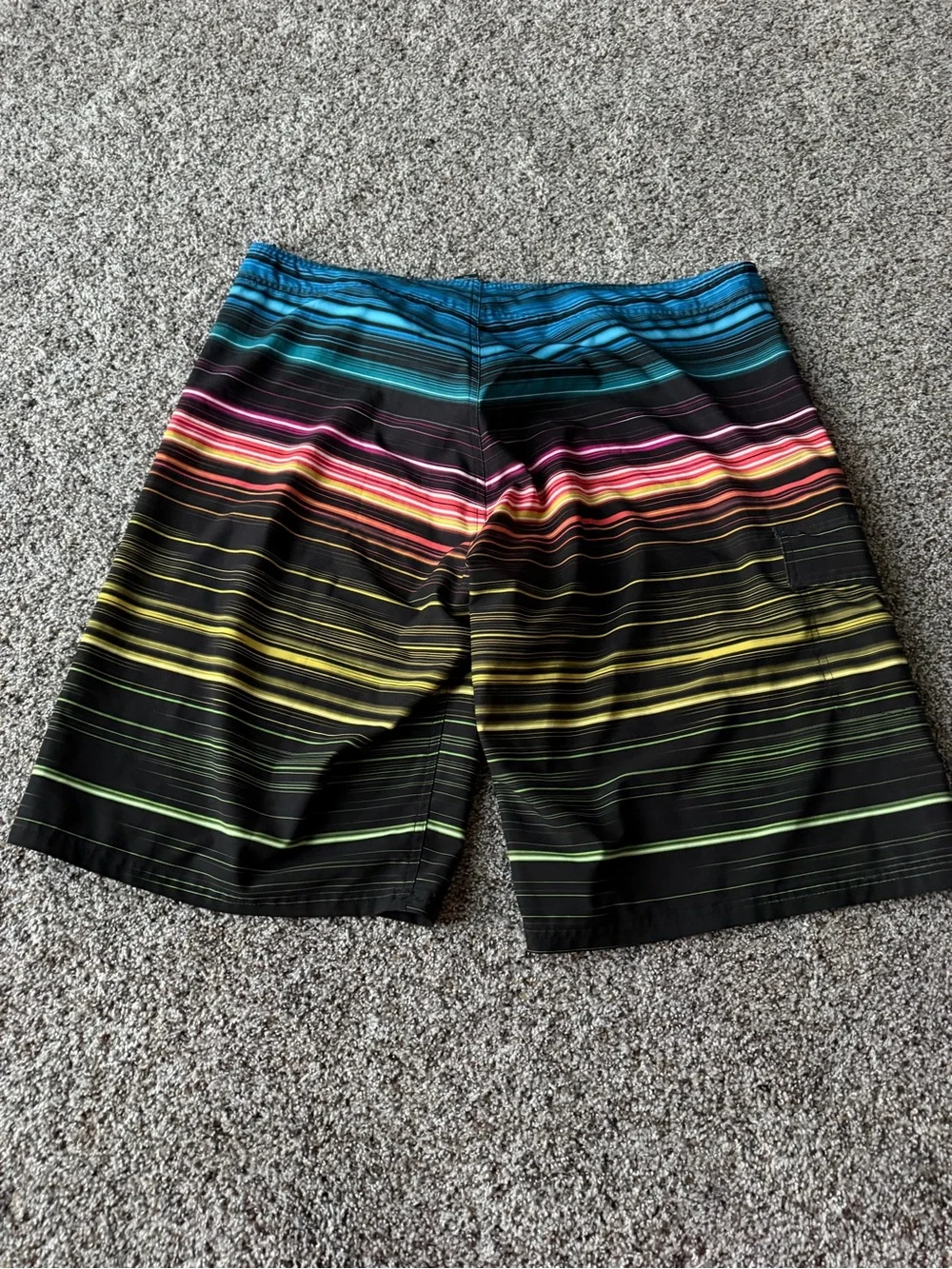 OP Ocean Pacific Mens 38 OP Flex 4-Way Stretch Striped Board Shorts Y2K Surf
